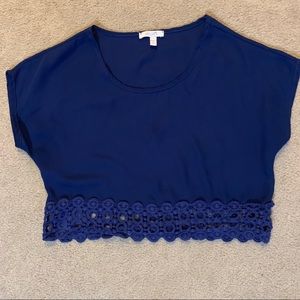 Blue Crop Top with Lace Details
